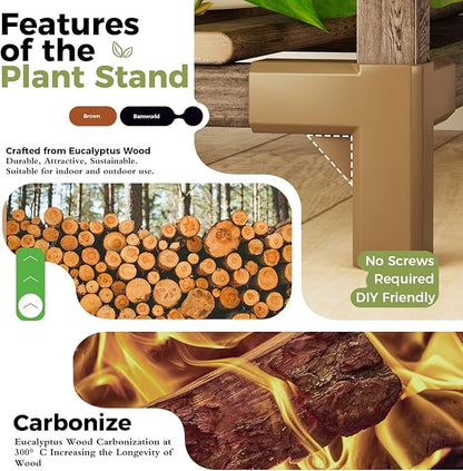 Bamworld Plant Stand Indoor Hanging Plant Shelf Outdoor Large Plant Rack for Multiple Plants Boho Home Decor Plant Gift for Mom Woman