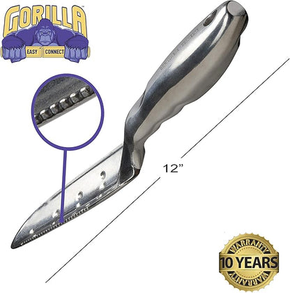 Heavy Duty Garden Tools with Digging Trowel, Transplant Trowel and Cultivator Hand Rake Solid One Piece Cast Aluminum Construction