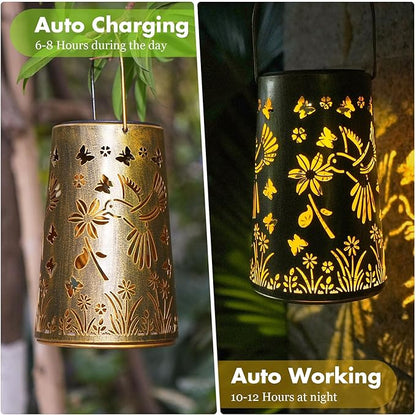 Kaixoxin 2 Pack Hummingbird Solar Lantern Lights Metal Outdoor Waterproof Garden Decor Hanging Lights for Backyard Porch Patio Table Yard Balcony Lawn Pathway Gifts for Women Grandma Mom