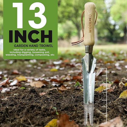 WORKPRO Hand Weeder Puller, 5-in-1 Stainless Steel Garden Trowel with Wooden Handle,Gardening Weeding Tool for Easy Weeder Removal, Planting, Weeding, Flower & Vegetable Care in Garden Lawn Yard