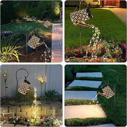 Solar Watering Can Lights Garden Decor, Retro Metal Hanging Solar Lantern with String Lights Outdoor Waterproof,, Outdoor Decorations for Porch Lawn Driveway Backyard Pathway（2 Pack）