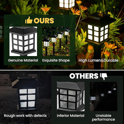 GIGALUMI Solar Outdoor Lights，8 Pack LED Solar Lights Outdoor Waterproof, Solar Walkway Lights Maintain 10 Hours of Lighting for Your Garden, Landscape, Path, Yard, Patio, Driveway