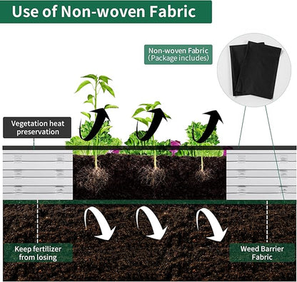POTEY Galvanized Raised Garden Bed 2Pcs, Metal Planter Boxes Outdoor for Vegetables Flowers Herb, Oval Large Planter Raised Beds Kit with Weed Barrier Fabric and Soil Ventilation Holes (5.7L*1.7W FT)