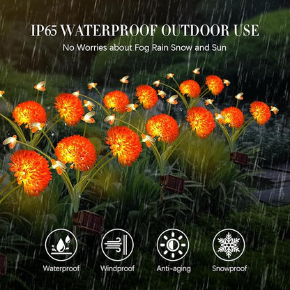 Solar Garden Lights, 8 Pack Solar Swaying Bee Lights with Flowers, Waterproof Solar Firefly Lights Outdoor for Garden Patio Yard Pathway Fall Decoration, Gifts for Women Mother's Day