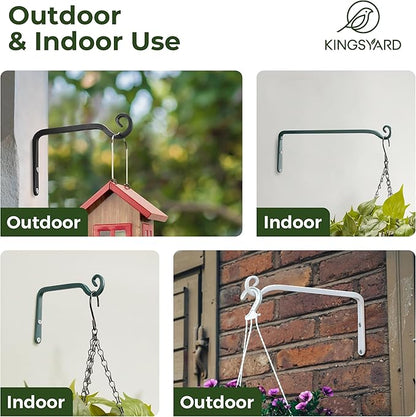 Kingsyard 2-Pack Wall Plant Hanger Outdoor - Heavy Duty Metal Hanging Bracket Hooks for Hanging Plant Bird Feeders Lanterns Wind Chimes Outdoor & Indoor, 15-Inch/Black
