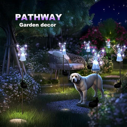 Solar Angels for Cemetery, Fairy Angel Solar Powered Fairy Waterproof Light, 2pcs LED Outdoor Decorative Light, Grave Decorations for Cemetery, Solar Lights for Outside Gardening Supplies