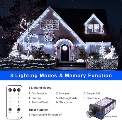 White Net Lights for Bushes - 360 LED Christmas Net Lights Plug in with Remote, 12 x 5ft Extendable 8 Modes Christmas Net Lights Waterproof for Gazebo Lawn Wedding Patio Garden Bush Tree Decoration