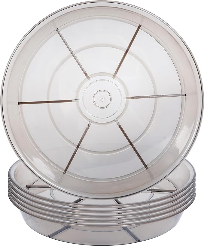 6 Pack Plant Saucer Drip Tray 11 12 inch, Pot Base for Plants Indoor, Heavy Sturdy Plastic Planter Flower Pot Saucers for Outdoor Garden, Plant Water Drip Trays for pots (12", Grey)