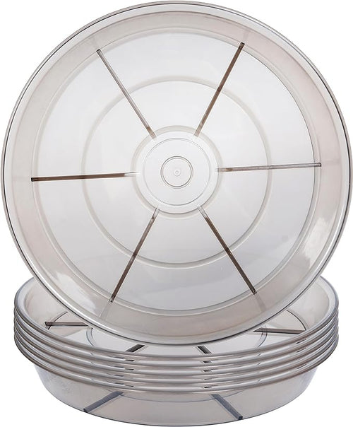 6 Pack Plant Saucer Drip Tray 11 12 inch, Pot Base for Plants Indoor, Heavy Sturdy Plastic Planter Flower Pot Saucers for Outdoor Garden, Plant Water Drip Trays for pots (12", Grey)