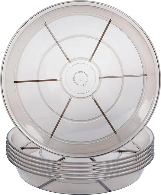 6 Pack Plant Saucer Drip Tray 11 12 inch, Pot Base for Plants Indoor, Heavy Sturdy Plastic Planter Flower Pot Saucers for Outdoor Garden, Plant Water Drip Trays for pots (12", Grey)