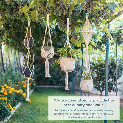 Nook Theory 4-Pack Macrame Plant Hanger - with 8 Ceiling Hooks - Hanging Planter Indoor Outdoor - Hanging Plant Holder - Decorative Bohemian Plant Hangers - Hanging Plants (Black)