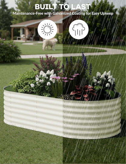 6x3x2 ft Raised Garden Bed,Galvanized Raised Planter Boxes Outdoor with Easy Assembly, Large Garden Bed for Vegetables, Fruits, Flower,Raised Garden Bed,Beige