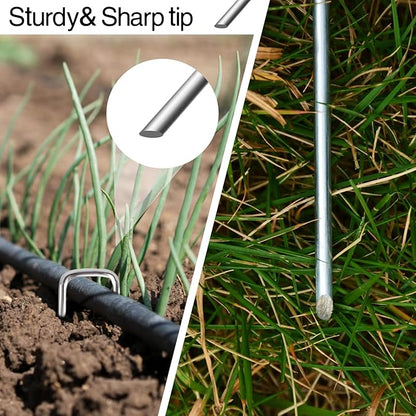 5 Inches Landscape Staples,Galvanized Garden Stakes Yard Stakes Garden Staples Prefect for Weed Barrier Fabric,11 Gauge Landscape pins for Tent,Balloons, Irrigation Tube. (80Pack, 5 inch)