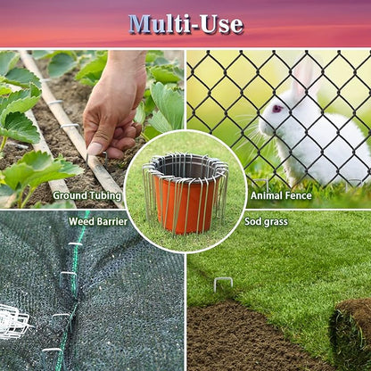 Gtongoko 20 Pack Garden Stakes Tent Stakes Galvanized Landscape Staples 11 Gauge 6 Inch Anti-Rust Ground SOD Pins for Weed Barrier Fabric, Irrigation Tubing, Holding Fence