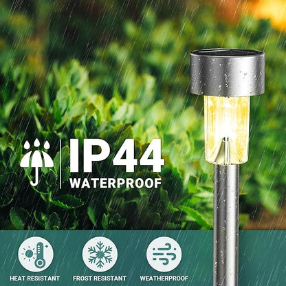 GIGALUMI Solar Lights Outdoor Waterproof, 20 Pack, Stainless Steel LED Solar Garden Lights for Patio, Lawn, Yard and Landscape, Garden Decor Patio Decor,Warm White
