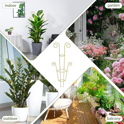 ZOUTOG Trellis for Climbing Plants Indoor 30 Inch, Houseplant Trellis for Potted Plants Metal 4Pcs for Vine Ivy Flower Support,Round Shape,Golden