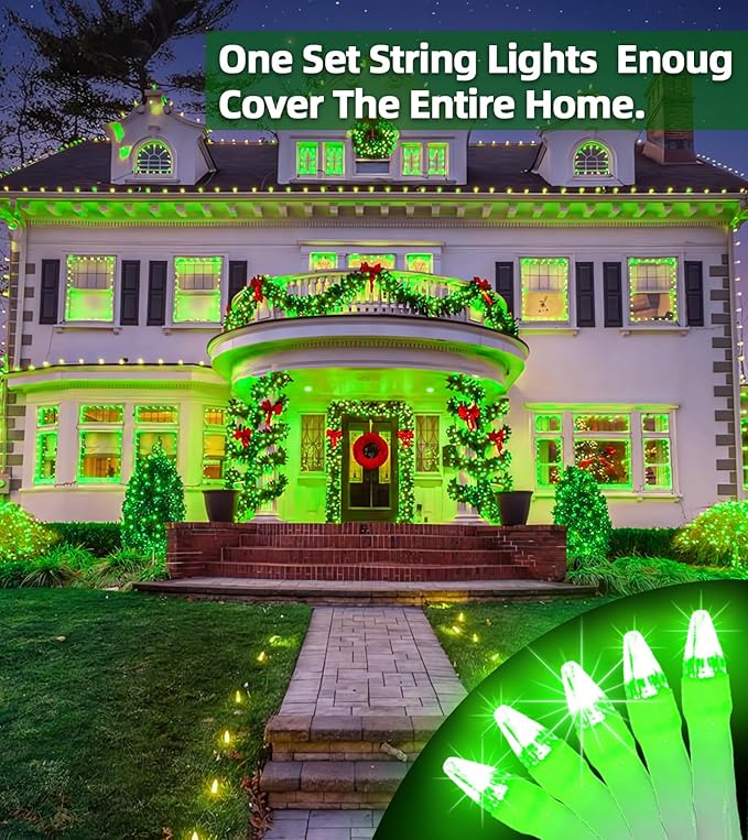 1500 LED Chrstmas String Lights, 492FT Super Long Christmas Lights with 8 Modes, Christmas Tree Lights with Timer Memory for Indoor Outdoor Tree Fence Garden Xmas Wedding Party Decor Green