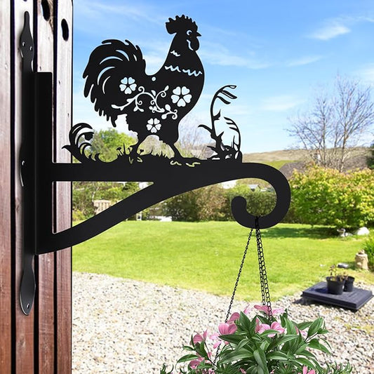 Plant Hangers Outdoor Iron Heavy Duty Ornamental Chicken Silhouette Wall Mounted Hanging Plant Bracket for Flower Pot Lantern Bird Feeder Wind Chimes Christmas Decoration