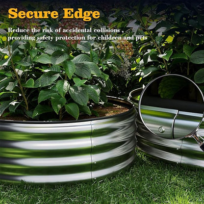Galvanized Metal Raised Garden Bed Kit for Gardening Outdoor Planter Grow Garden Box Raised Flower Bed Round Galvanized Planter Outdoor 2x2x1FT