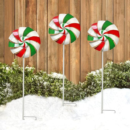 Windmill Decoration，Outdoor Metal Stakes, Wind Catcher Spinner Garden Stakes, Outdoor Wind Spinners, Yard Patio Decoration, Set of 3