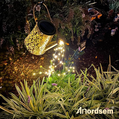 Anordsem Solar Watering Can Lights: Garden Light Waterproof Outdoor Yard Decoration - LED Fairy Hanging Lantern with Hook Patio Path Proch Decor - Gardening Gifts for Women Mom Grandma