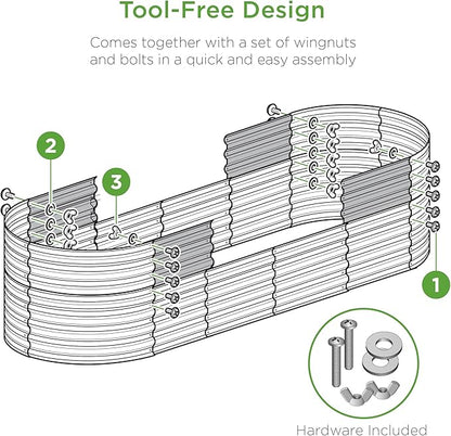Best Choice Products 4x2x2ft Outdoor Metal Raised Garden Bed, Oval Deep Root Planter Box for Vegetables, Flowers, Herbs, and Succulents w/ 101 Gallon Capacity, Rubber Edge Guard - Dark Green