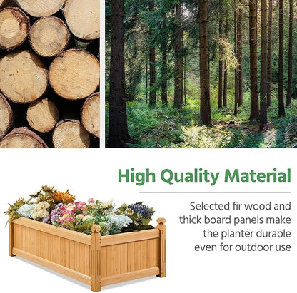 Yaheetech 46″ L × 23.5″ W × 16″ H Wooden Raised Garden Bed, Horticulture Wood Rectangular Garden Planter Outdoor, Raised Planter Box for Yard/Greenhouse/Vegetable/Flower/Herbs, Light Brown