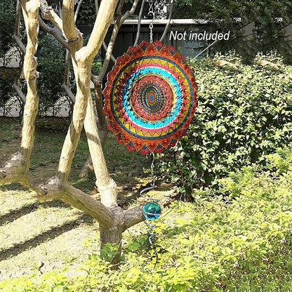FONMY Gazing Ball Spiral Tail -Decorative Wind Spinner 11" inch Tail and 2" inch Glass Orb. Indoor Outdoor Garden Decoration Silver Blue -13 inch Height