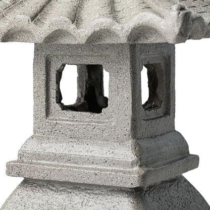 Glitzhome MGO Faux Concrete Pagoda Garden Statue Indoor and Outdoor Decoration, 16" H