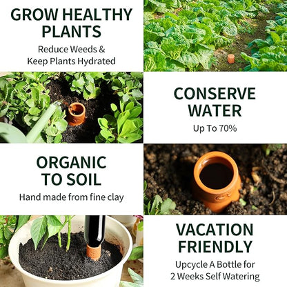 16 oz Olla Plant Watering Globes Pots, Slow Release Self Watering Planter Insert Devices, Indoor | Outdoor Terracotta Watering Spikes, Automatic Plant Waterer Drip Irrigation System, 2 Pack