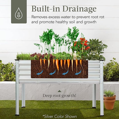 Best Choice Products 48x24x30in Galvanized Raised Garden Bed, Metal Elevated Planter Box, Vegetable Garden for Backyard, Patio, Balcony - Peacock Blue