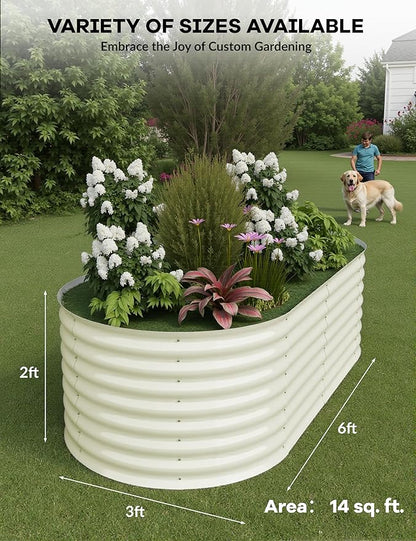 6x3x2 ft Raised Garden Bed,Galvanized Raised Planter Boxes Outdoor with Easy Assembly, Large Garden Bed for Vegetables, Fruits, Flower,Raised Garden Bed,Beige