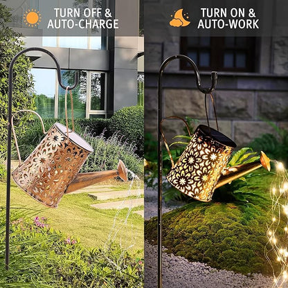 Otdair Solar Lights Outdoor Garden Decor, Metal Daisy Solar Watering Can Lights with 2 Lighting Modes, Outdoor Decorations for Yard, Garden, Patio, Pathway, Christmas, Gift for Mom Grandma
