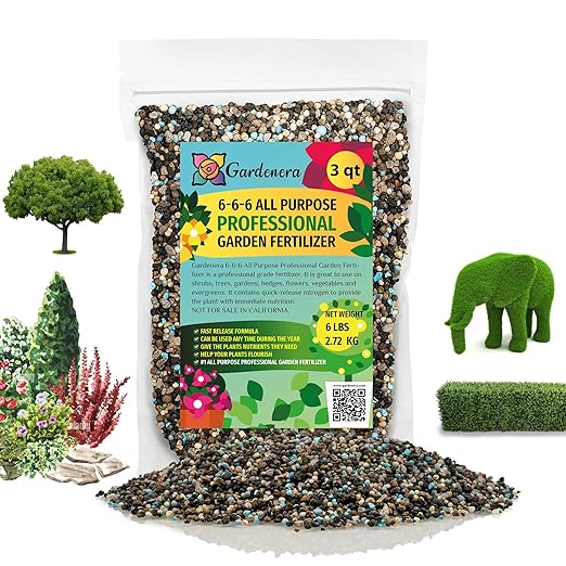 6-6-6 All Purpose Professional Garden Fertilizer - Fuel Robust Growth in Shrubs, Trees, Gardens, and Flowers - 3 QUARTS