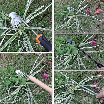 Weed Removal Tool, 2025 New Garden Weeding Tools Manganese Steel Hand Weeder Tool with Handle, 4 Teethes Dual Purpose Manual Weeders Tool Weed Pulling Tool for Garden (Rubber Handle)