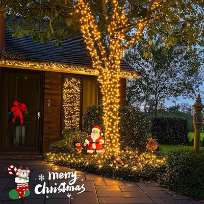 JMEXSUSS 2 Pack Solar String Lights Outdoor Waterproof, Each 33 FT 100 LED Solar Tree Lights Outdoor for Outside Tree Christmas Garden Patio Decor（Warm White）