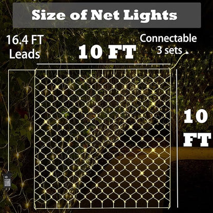 Eueasy LED Net Lights, 270 LED 10x10FT with Timer & 8 Lighting Modes, Outdoor Net Lights for Gazebo, Bush, Wedding, Holiday