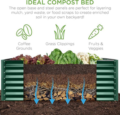 Best Choice Products 8x4x2ft Outdoor Metal Raised Garden Bed, Deep Root Planter Box for Vegetables, Flowers, Herbs, and Succulents w/ 478 Gallon Capacity - Dark Green