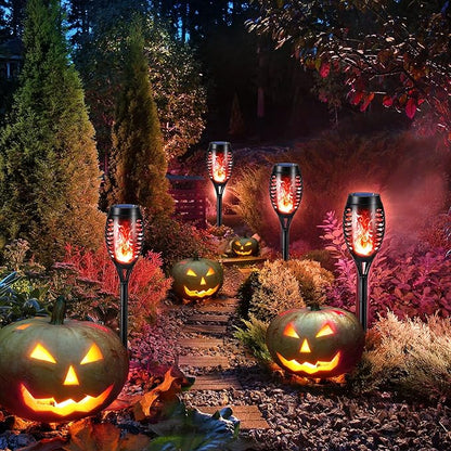 Toodour Solar Torch Flame Lights, 6 Pack Solar Lights Outdoor with Flickering Flame, Waterproof Solar Pathway Lights Landscape Decoration Lighting for Garden, Lawn, Yard, Outdoor Decor - Red
