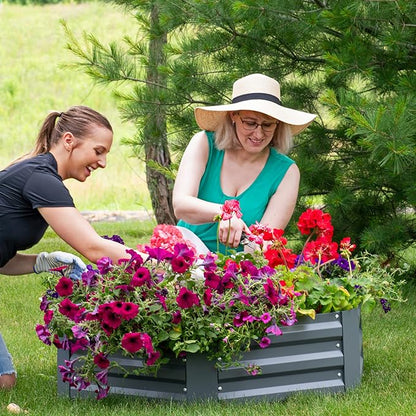 Sunnydaze Galvanized Raised Garden Bed - Metal Raised Bed for Gardening - Outdoor Planter Box for Flowers, Plants, and Vegetables - Gray - 12.25" Hexagon