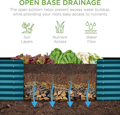 Best Choice Products 8x2x2ft Outdoor Metal Raised Garden Bed, Rectangular Deep Root Planter Box for Vegetables, Flowers, Herbs, and Succulents w/ 239 Gallon Capacity - Peacock Blue