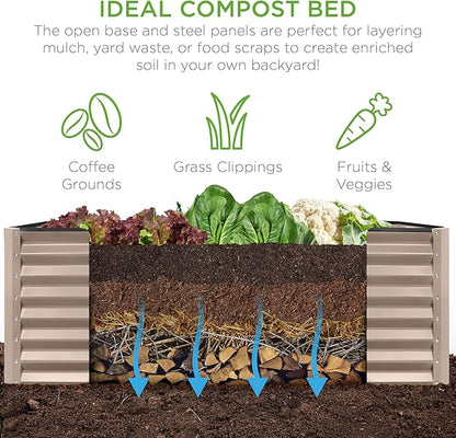 Best Choice Products 8x4x2ft Outdoor Metal Raised Garden Bed, Deep Root Planter Box for Vegetables, Flowers, Herbs, and Succulents w/ 478 Gallon Capacity - Taupe
