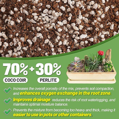 Coco Coir Perlite Mix - Retain Moisture, Improve Drainage & Aeration - Coco Peat Perlite Potting Mix, Loose Organic Potting Soil for Indoor Plants, 10 Quarts