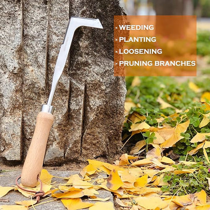 SHANFEEK Crack Weeder Weed Remover Tool for Garden Yard Weed Puller Hoe Gardening Tools Stainless Steel One-Piece Molding(L-Type)