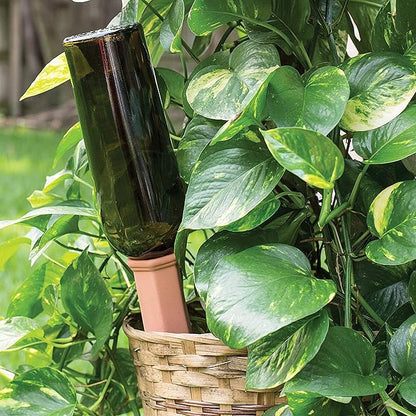 Clay Plant Watering Equipment Holiday Plant Wine Bottle Drinker Slow-Release Plant Watering Head is an Automatic Watering Device, Suitable for Indoor and Outdoor Plants (PVC Label, Random Gift) (10)