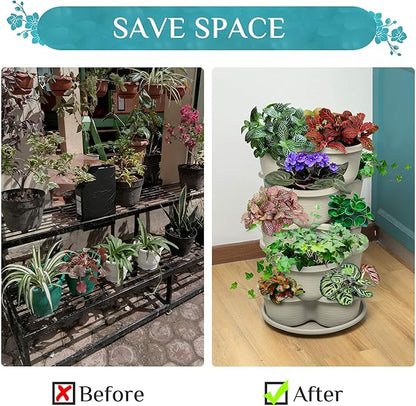 Amazing Creation Stackable Planter, Vertical Oasis Tiered Garden Planter, Grow Vegetables, Herbs, and Succulents with Ease
