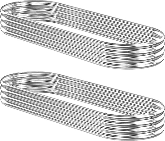 2 Pcs 9 x 3 x 1 FT Galvanized Steel Raised Garden Bed, Large Galvanized Steel Outdoor Planter Box for for Easy to DIY and Clean - Raised Garden Beds Outdoor for backyards, terraces and Balconies
