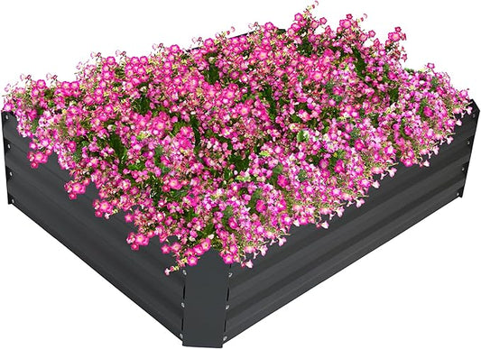 Sunnydaze Galvanized Raised Garden Bed - Metal Raised Bed for Gardening - Outdoor Planter Box for Flowers, Plants, and Vegetables - Gray - 48" W x 36" D x 12" H Rectangle
