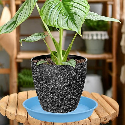 2 Pack of Plant Saucer Tray 14 inch, Heavy Duty Plastic Pot Plant Drip Trays Saucers for for Indoors Outdoor, Plant Water Tray for Planters 13-14" (14", Teal)