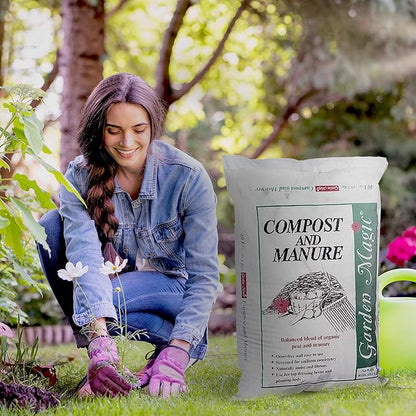 5240 Outdoor Lawn Garden Compost and Manure Blend for Fertilizing Soil Amendment in Planters, Raised Beds, & More, 40 Pound Bag (2 Pack)